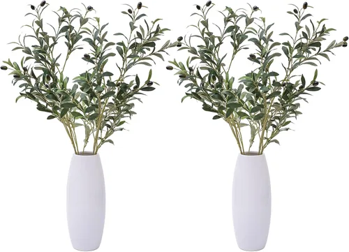 Vista 10 de Heleze Ramas de Olivo Artificiales de 39 Pulgadas Tallos de Vegetación Plantas Falsas con 222 Hojas para Florero Ramas de Olivo Falsas Decoración