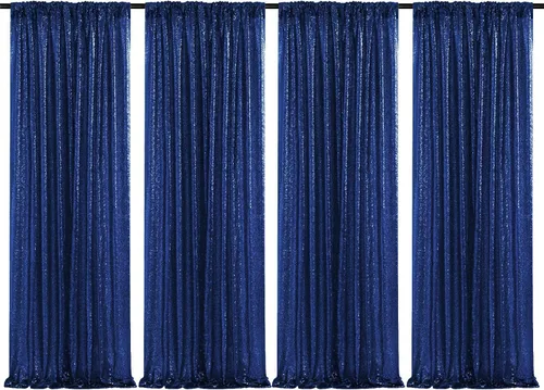 Vista 30 de Poise3EHome - Cortinas de lentejuelas con purpurina champagne, 2 piezas de 2 x 8 pies, paneles de purpurina para fiesta de Halloween, fiesta