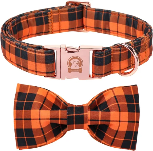 Vista 24 de MR. CHUBBYFACE - Collar de perro de San Valentín con corbatín, lindo collar de perro con corazón azul con hebilla de metal, collar de algodón