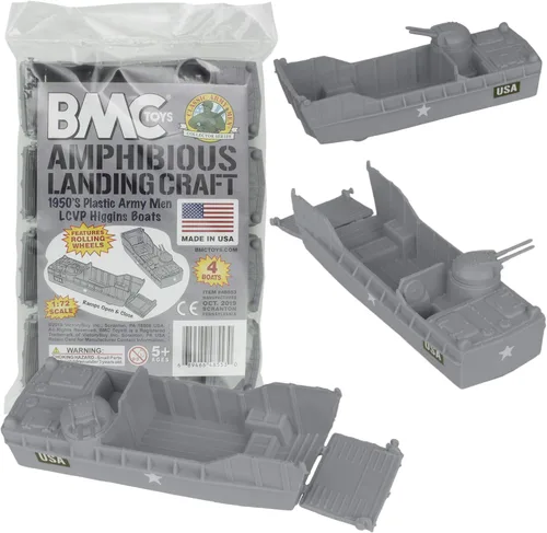 Vista 9 de BMC Classic Marx Landing Craft - 4 unidades de vehículos militares de plástico verde marrón contra OD para hombres