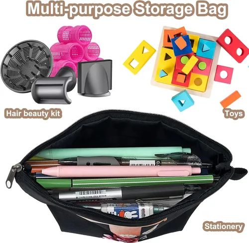 Vista 6 de CTNUOBEE Bolsa de comestic con letras del alfabeto dorado con bolsa de maquillaje de flores, bolsa de viaje portátil con cremallera, bolsa de aseo
