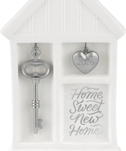 Vista 5 de Hallmark Keepsake Adorno de Navidad 2026, Home Sweet New Home 2026, porcelana y metal, regalos de inauguración de la casa