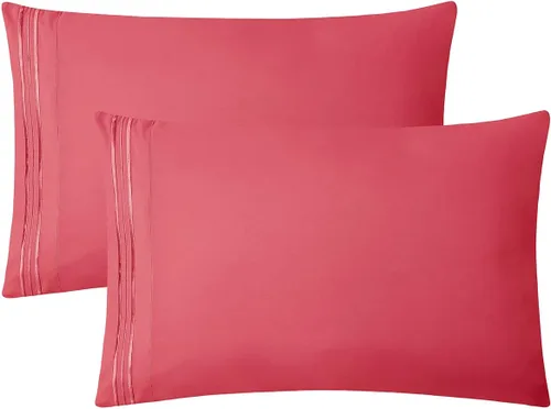 Vista 21 de Clara Clark Fundas de almohada de tamaño estándar – Funda de almohada ultra suave, fundas de almohada de microfibra ligera tamaño Queen – Juego de 2