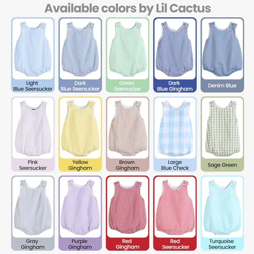Vista 8 de Lil Cactus - Pelele de una pieza con diseño de burbujas, estilo seersucker o cuadros de gingham, para bebés y niños pequeños café Gingham