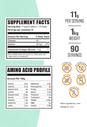 Vista 4 de BulkSupplements Paquete de glicina 17.64 oz + péptidos de colágeno de 2.2 lbs