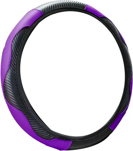 Vista 9 de Funda universal de microfibra para volante de automóvil, de piel sintética, elástica, 15 pulgadas, costuras de color, antideslizante, protector
