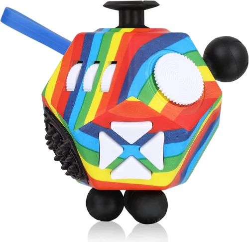 Vista 2 de QOOLBUY Cubo antiestrés de 12 caras, juguetes para adultos y niños, alivia el estrés y la ansiedad, juguete antidepresión con autismo, TDAH, TDA
