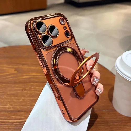 Vista 7 de Funda para iPhone 13 Pro Max de 6.7", compatible con MagSafe, cubierta de teléfono transparente con chapado de lujo a prueba de golpes con soporte