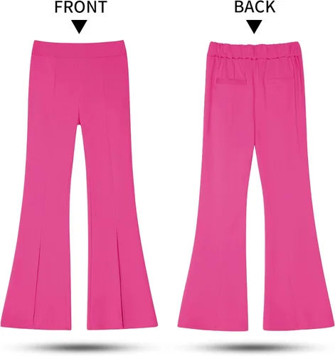 Vista 9 de GRAPENT Pantalones de vestir de pierna ancha para mujer, pantalones acampanados, pantalones casuales de trabajo, pantalones de trabajo
