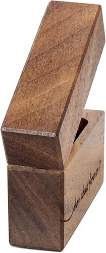 Vista 8 de Caja de anillo de compromiso de madera, pequeña funda plana delgada para propuesta, boda (Qué tal para siempre)