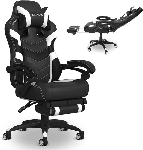 Vista 14 de RESPAWN 110 Pro Silla Ergonómica para Juegos con Reposapiés para Adultos - Cómoda Silla Reclinable de Oficina para Juegos con Soporte Lumbar
