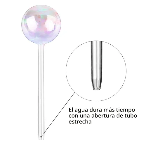 Vista 4 de Tomorotec [2 piezas] Sistema de riego automático de vidrio transparente iridiscente de color degradado de arco iris, bombillas automáticas