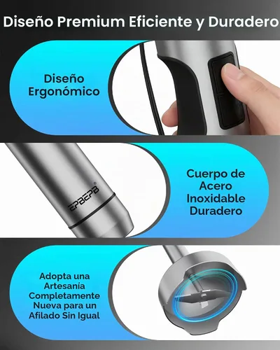 Vista 5 de Batidora de inmersión de mano, con cable, ajustable de 11 velocidades, motor de cobre puro de 1000 W, embalaje de caja de regalo, perfecta