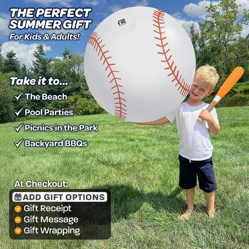 Vista 5 de 27-Inch Large Beach Ball - New 8-Panel Design for Durability and Ultra Round Shape - Best Big Beach Ball For Kids & Adults - 3X Thickness