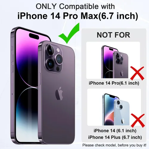 Vista 7 de Funda magnética para iPhone 14 Pro Max compatible con Magsafe, iPhone 14 Pro Max con soporte de anillo giratorio de 360°, bonita funda translúcida