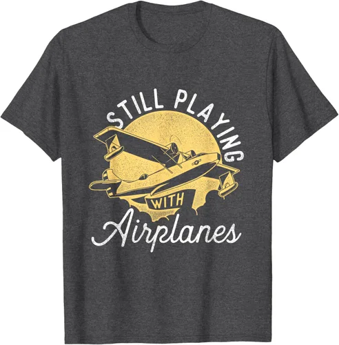 Vista 34 de Still Playing With Airplanes - Camiseta de control remoto RC Avión Piloto, Negro
