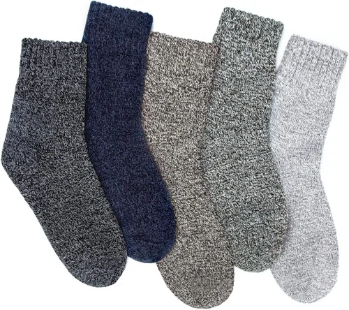 Vista 3 de 5 Pairs Wool Socks for Women Gifts Winter Warm Thick Knit Cabin Cozy Crew Socks