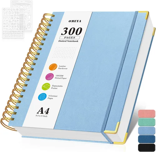 Vista 14 de Cuaderno de viñetas con espiral, diario de 300 páginas de cuero con contenido, cuadernos de 120 g/m² de papel grueso que no deja pasar la tinta