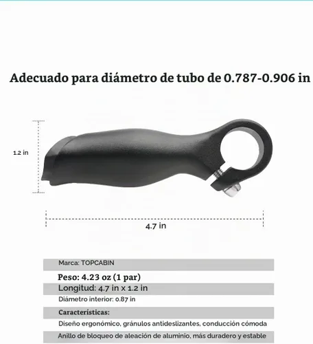 Vista 2 de TOPCABIN 2 unids manillar extremo apretones para manillar 0.787-0.906 in carretera bicicleta MTB aleación de aluminio