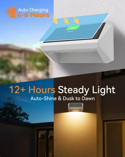 Vista 2 de Luces solares para valla al aire libre, paquete de 12 luces RGB Blanco