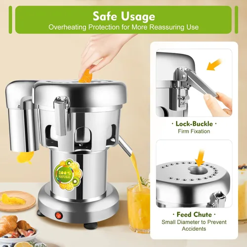 Vista 5 de Máquina extractor de jugo comercial resistente, fabricante de exprimidores de acero inoxidable para frutas y verduras Herramienta centrífuga