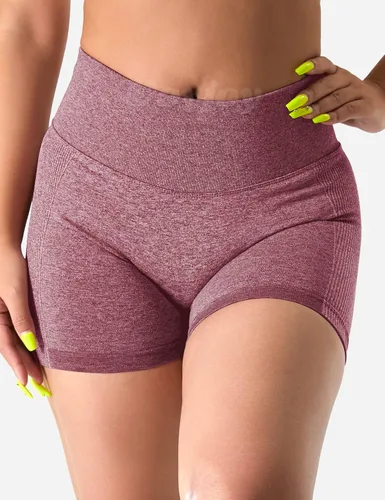 Vista 4 de VOYJOY Pantalones cortos de entrenamiento para mujer de 3.6 pulgadas, con levantamiento de glúteos, pantalones cortos de gimnasio sin costuras