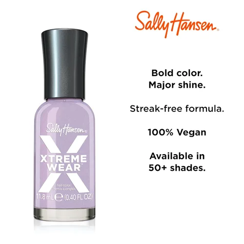 Vista 265 de Sally Hansen Xtreme Wear Esmalte de uñas sin rayas, acabado brillante, duradero, resistente a las astillas, transparente, color de uñas plateado 130