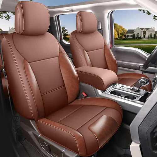 Vista 9 de Red Rain Fundas de cuero para asiento F150, ajuste personalizado para Ford F150 SuperCrew/CrewCab 2015 a 2025 XL XLT STX, camioneta pickup, juego