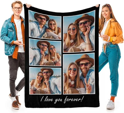 Vista 20 de D-Story Mantas personalizadas con fotos, regalos personalizados para parejas, regalos de aniversario y cumpleaños para esposa, marido, novia, novio