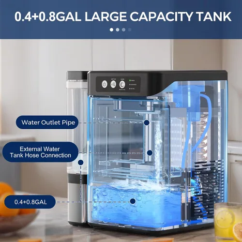 Vista 6 de Máquina de Hacer Hielo Nugget para Encimera con Tanque Extraíble de 0.8 Galones, 41 Libras/24H, Hielo Rápido de Un Toque en 6 Minutos, Autolimpieza