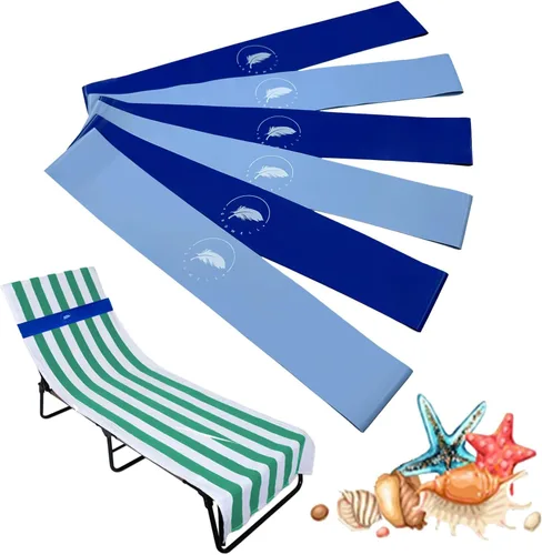 Vista 12 de Bandas de toalla (paquete de 6) - Clips elásticos para toallas de playa y crucero para sillas de playa, piscina, salón, portadores de toallas