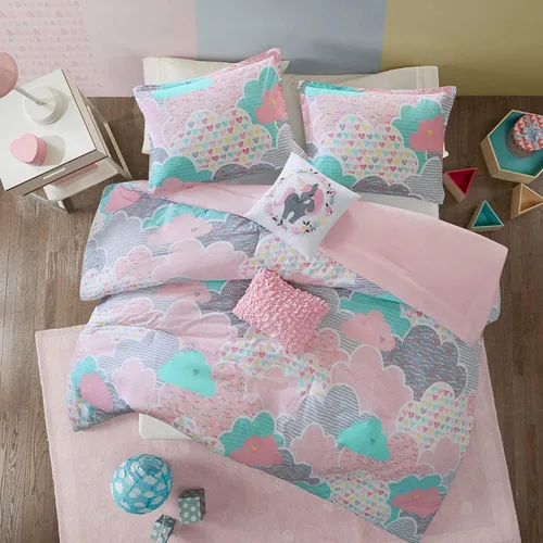 Vista 16 de Intelligent Design Edredón para niños, vibrante, divertido y juguetón con estampado de unicornio alternativo para todas las estaciones, juego