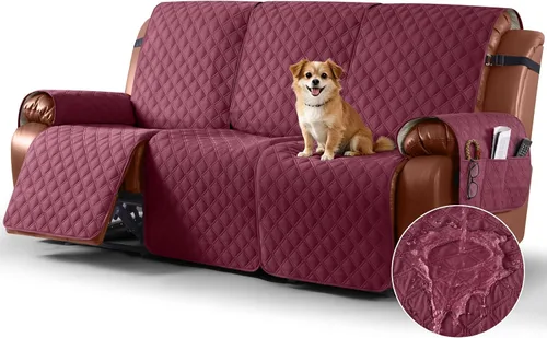 Vista 28 de Ruaozz Funda impermeable para sofá reclinable, lavable, funda antideslizante de 1 pieza, protector de muebles con correas elásticas, bolsillo