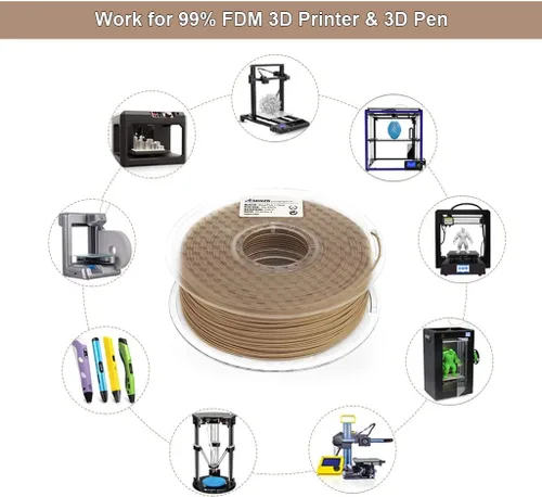 Vista 4 de AMOLEN - Filamento para impresora 3D de PLA de madera de bambú, filamento de PLA de 1.75mm con 15% de fibra de bambú real, 1kg/2.2lb con 15%