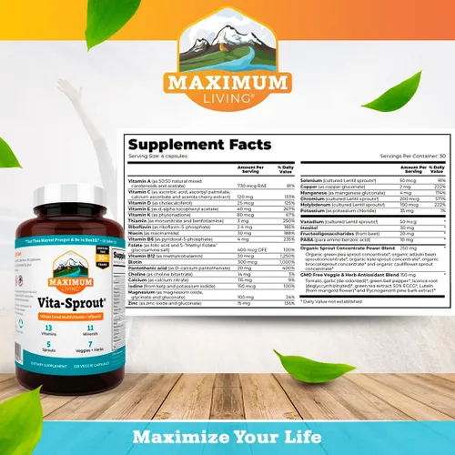 Vista 2 de Vita-Sprout - Mezcla de multivitamínicos y fitonutrientes integrales, 120 cápsulas