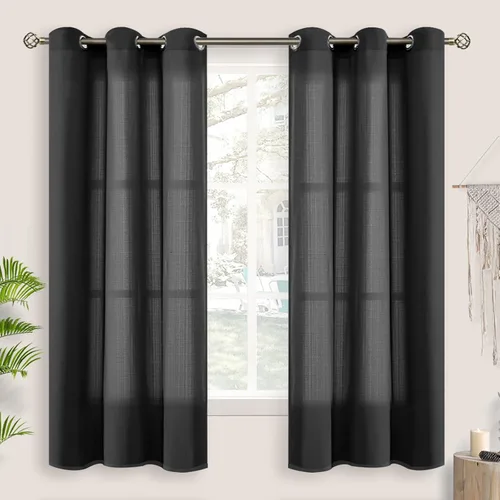 Vista 57 de BGment Cortinas cortas de lino transparente de 40 pulgadas para cafetería, con ojales, filtrado de luz, semitransparentes para ventanas pequeñas