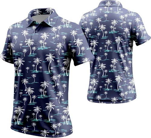Vista 144 de Camisa de golf de los años 80 para hombre, ajuste seco, manga corta, estampada, divertidas, camisas de golf de los años 90 para hombre
