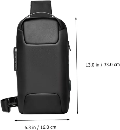 Vista 3 de VALICLUD Mochila de viaje impermeable bolsa de pecho bolsa inclinada tela Oxford bolsa de mensajero deportivo hombre hombres bolsas de hombro, Negro