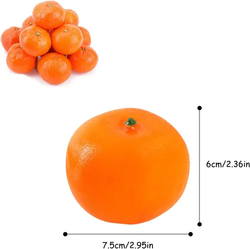 Vista 5 de DaKuan 12 naranjas falsas, naranja de plástico simulado, naranjas artificiales, bandeja decorativa de frutas, utilizadas para decoración de muebles