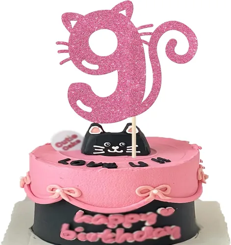 Vista 9 de Paquete de 24 adornos para cupcakes de gato y miau, con purpurina negra, para gatitos, gatos, cupcakes, alimentos, amantes de los gatos, temática