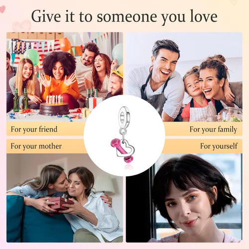 Vista 6 de Annmors Dijes familiares de joyería para mujer, plata de ley 925, colgante con circonita cúbica, cuentas de joyería para niñas, regalos de bricolaje