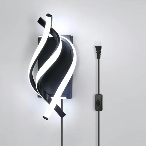Vista 10 de DELIPOP Aplique de pared LED moderno, lámpara de pared interior espiral de 3000 K, lámpara de pared LED acrílica de 21 W para pasillo, baño