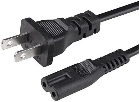 Vista 3 de Cable de alimentación de repuesto de 6 pies, cable de pared de CA de 2 puntas, cable de alimentación de 2 ranuras para impresora HP Envy 100 114 120