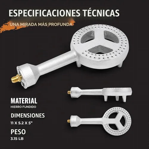 Vista 2 de GAS ONE cabeza de hornalla de alta presión de hierro colado con orificio de metal