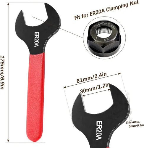 Vista 3 de Hordion 1 llave de portabrocas para torno ER20A tuerca de sujeción, llave inglesa de 1.181 in