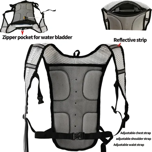 Vista 3 de Paquete de hidratación con mochila de 2 litros, ideal para deportes al aire libre, correr, senderismo, camping, ciclismo, esquí