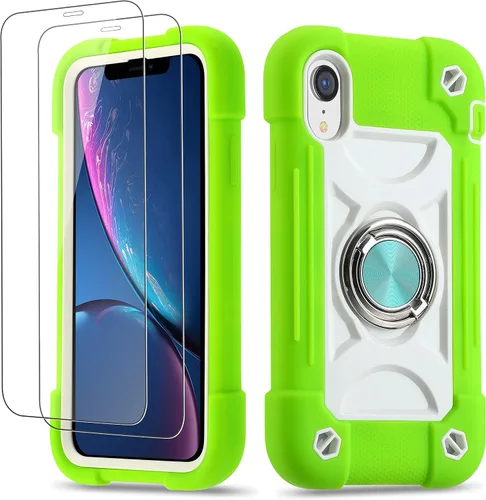 Vista 85 de Funda para iPhone Se3/iPhone Se2, iPhone 6/6S, iPhone 7/iPhone 8 de 4.7 pulgadas con soporte de anillo, con 2 protectores de pantalla resistentes