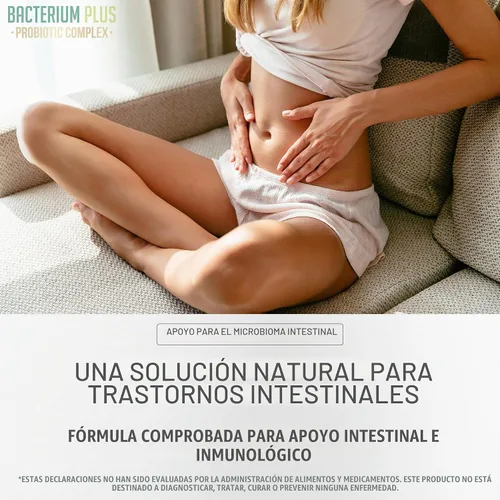 Vista 6 de Bacterium Plus, producto natural, cápsulas vegetarianas, bienestar general, 60 unidades, paquete de 1