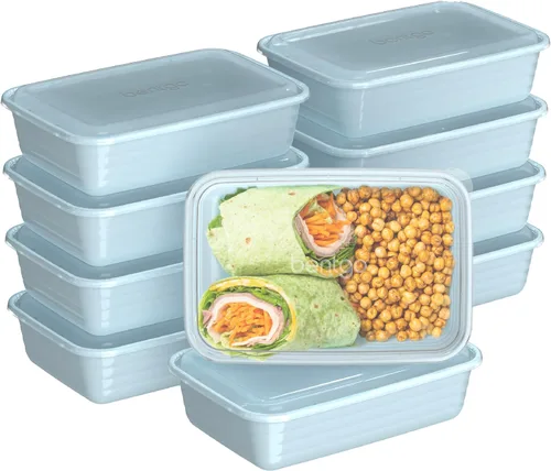 Vista 11 de Bentgo Prep - 20 piezas de contenedores reutilizables para preparación de comidas con 1 compartimento y tapas, materiales libres de PFAS y BPA