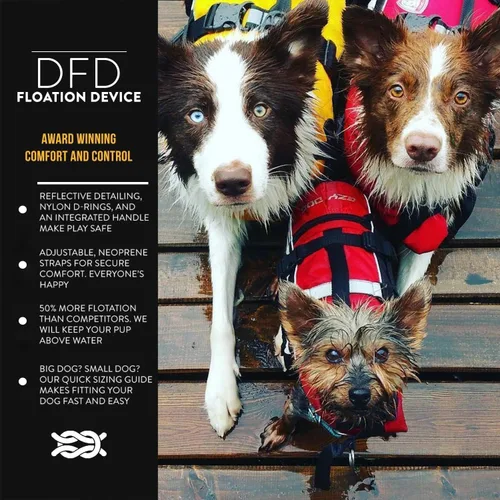 Vista 4 de Dispositivo de flotación para perro, chamarra de perro, chaleco de vida EzyDog(DFD), XS, Rojo
